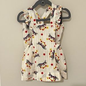 Vintage OOAK train print overall skirt and bloomers